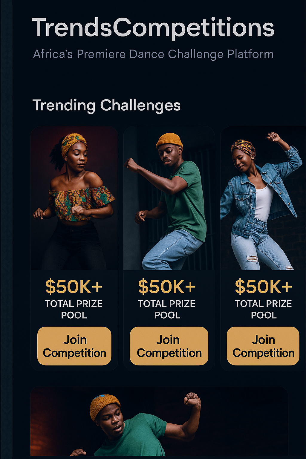 TrendsCompetitions App Interface